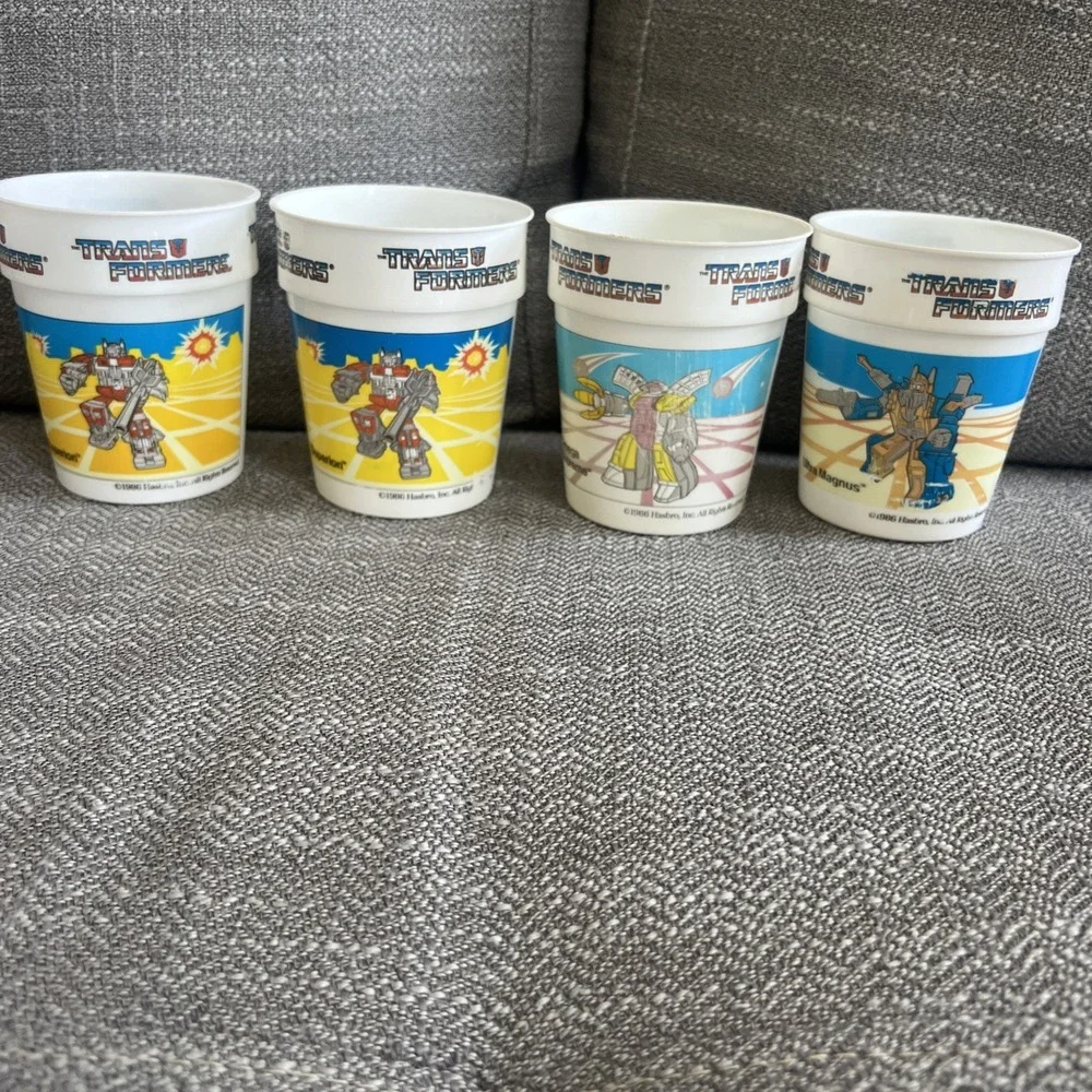 1986 Hasbro Cups Transformers Set Of 4 Preowned